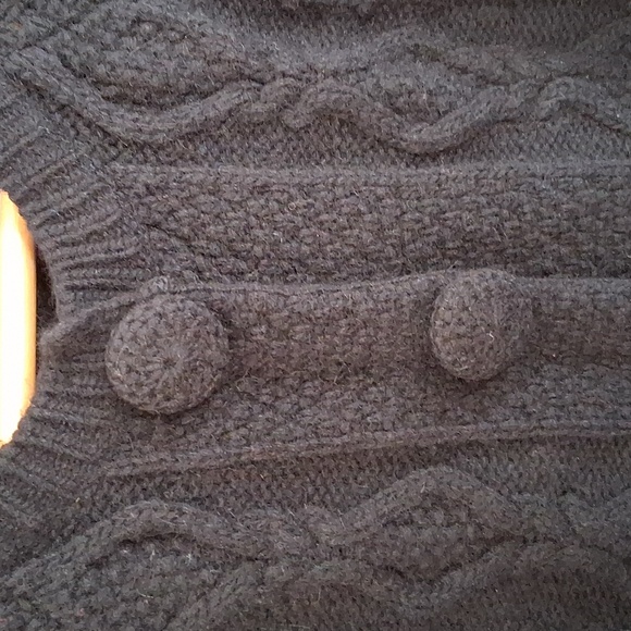 Kenar Y2K Black Lamswool Angora Cable Knit Cardigan Sweater Size Medium - Picture 4 of 7